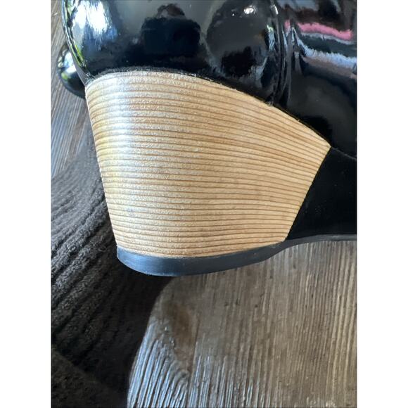 Tod's womens us 5 Black Patent Leather Ankle Strap Platform Wedge Pumps Sz 35.5 - Picture 13 of 14